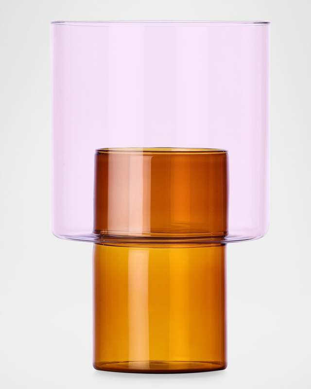 Boreale Amber and Pink Glass Vase, 8"